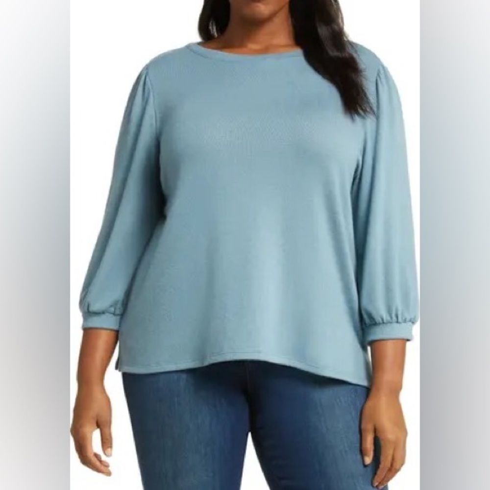 Caslon Cozy Puff Sleeve Top, Size 1X